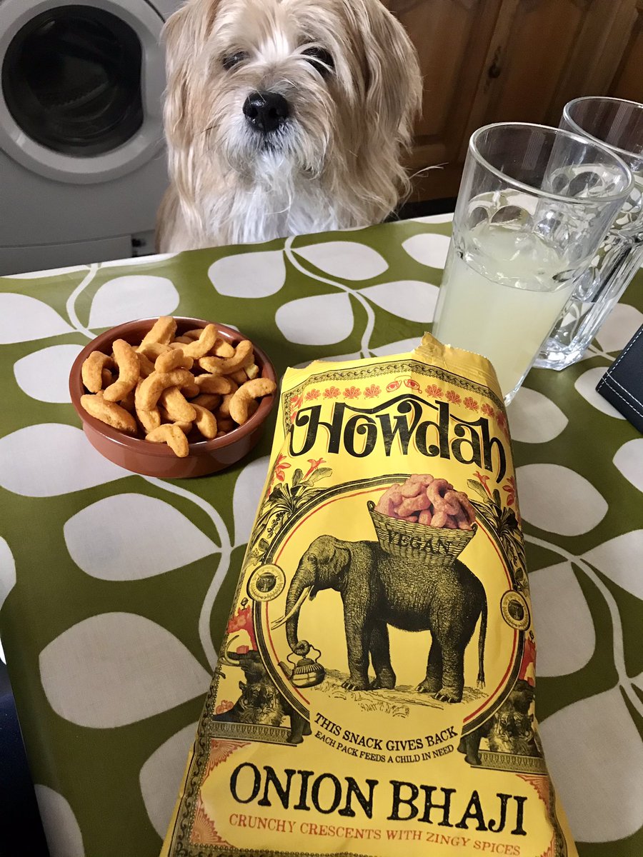 Lisa_Marie_68's tweet photo. Uh oh, the snacks are out and I have a friend 🐶😂
I do like that fact that buying them helps to feed kids in need of a lunch ☺️👌🏼
#onionbhajiflavour #howdah https://t.co/46IjRM6kHn