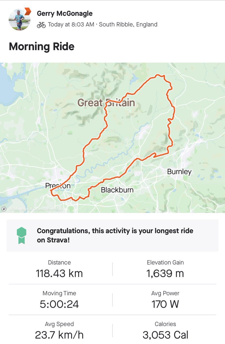 Steady ride today with some decent hills. I even made it into Yorkshire for a bit, and it was definitely cloudier over there ☁️. The beers in the pub afterwards definitely taste so much better! 
#cycling #Triathlon