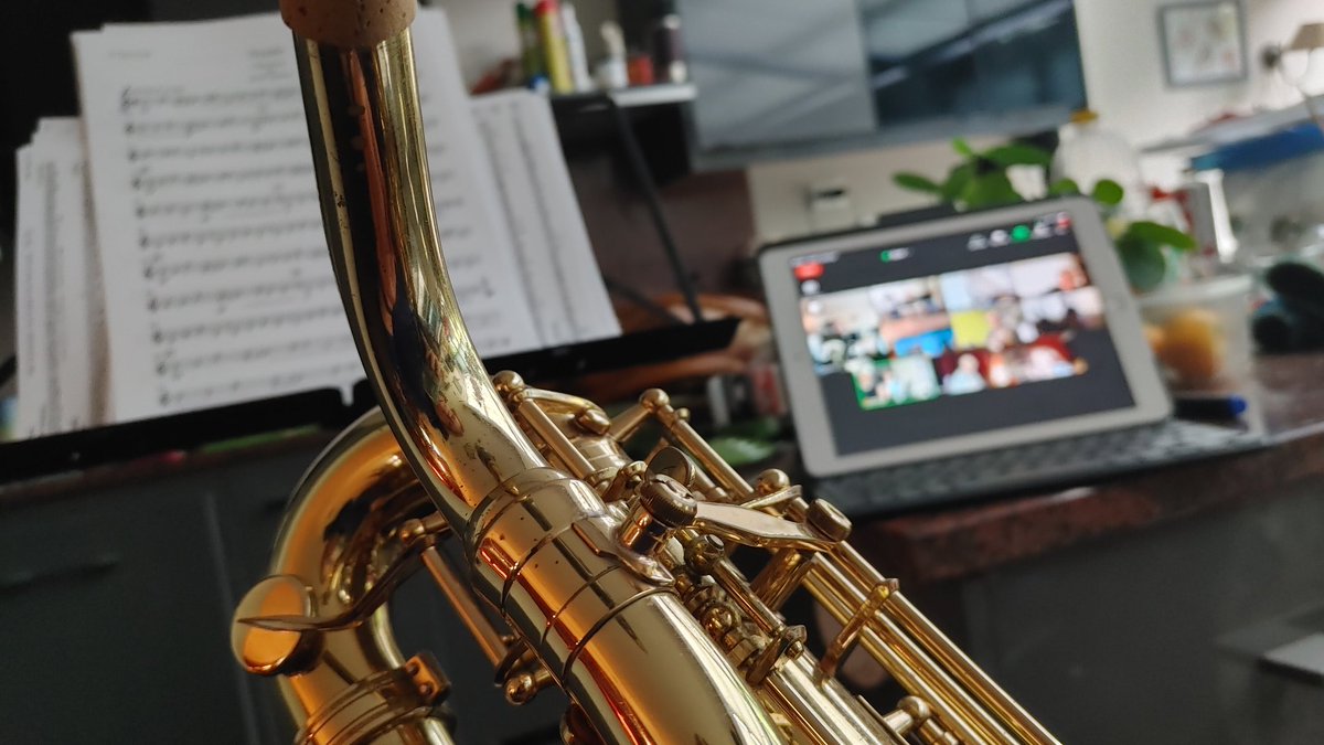 DonjaHoevers's tweet photo. Repeteren met een heel orkest vanuit mijn eigen keuken. Alle lof voor de amateurmuzikanten die dit mogelijk hebben gemaakt👏 #jamulus https://t.co/5HtwGsj6O3