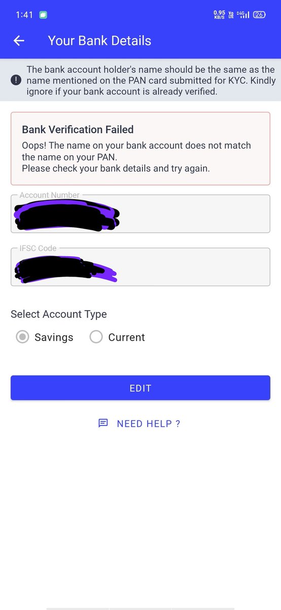 SamantaRaja11's tweet photo. @ashish343 @CoinSwitchKuber
I am facing issue regarding adding bank details. It always shows that my name on pan card and bank account are not same, but I have same name in both. I have created around 5 tickets but none of them were attended, rather they were closed immediately. https://t.co/rNVEMqgefq