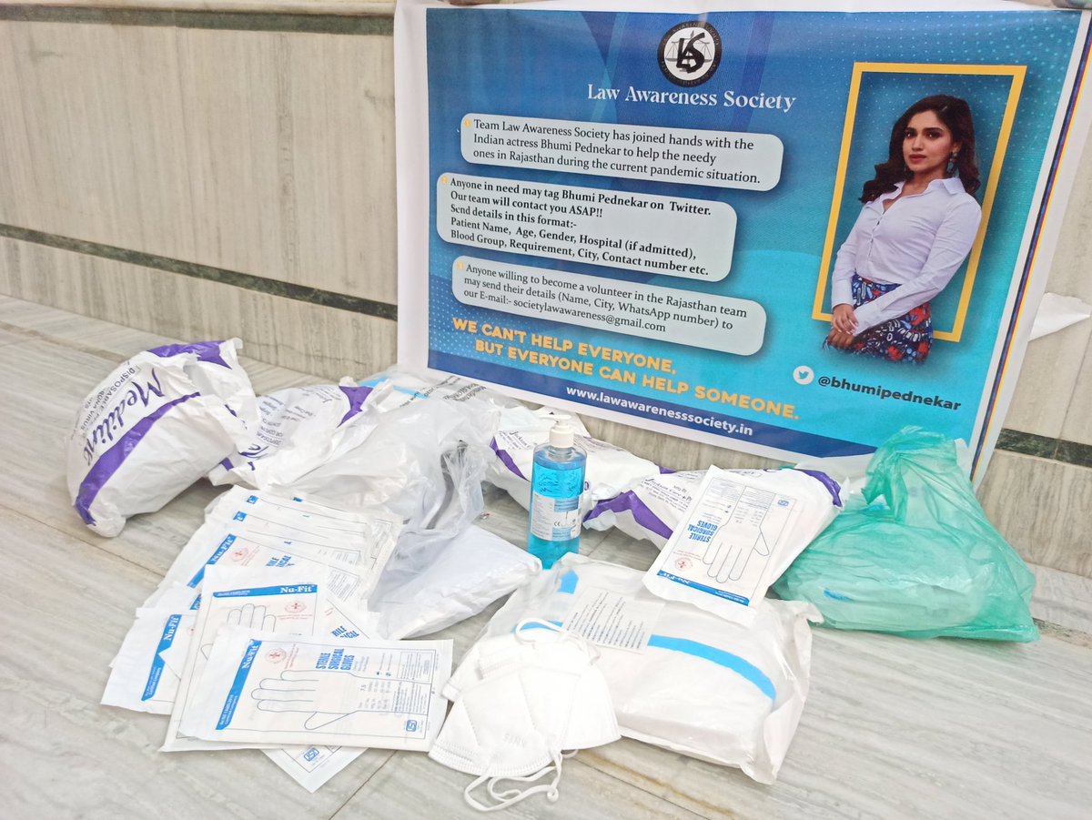 lasorganization's tweet photo. Taking inspiration from @bhumipednekar, Team Law Awareness Society today distributed masks, sanitizers, hand gloves, medicines and ppe kits in rural areas of Bikaner, Rajasthan🇮🇳🇮🇳
#BhumiPednekar #Bikaner #Rajasthan https://t.co/vpIHB9FVvd