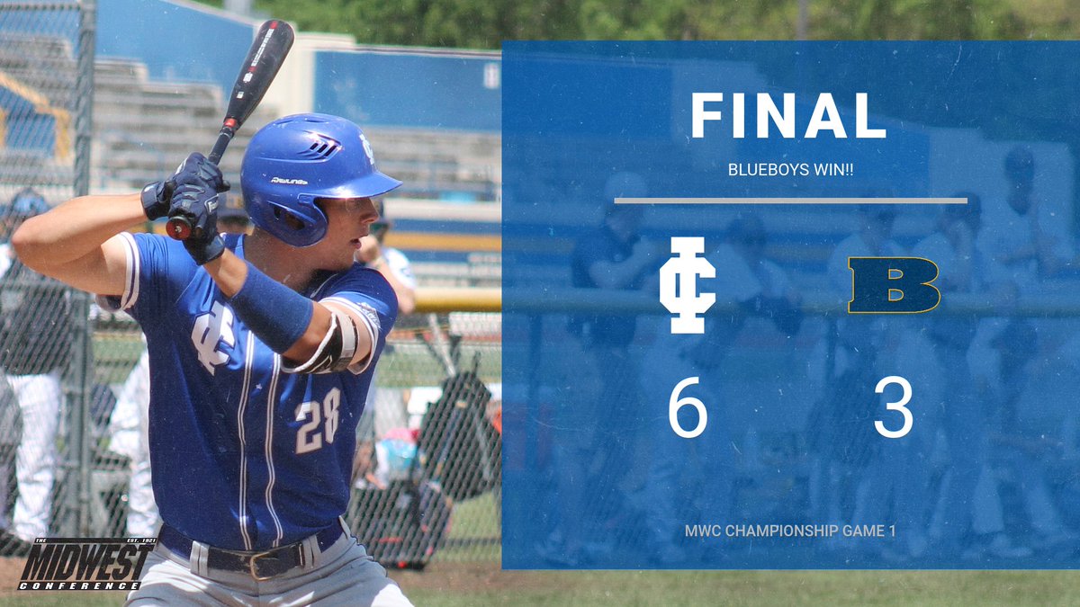 IC_Athletics's tweet photo. BB| The Blueboys take game one of the MWC Championship series with a final of 6-3!! Game two will start at approximately 12:50 PM. #GoBlueboys #ICAthletics https://t.co/uXY427xCpe