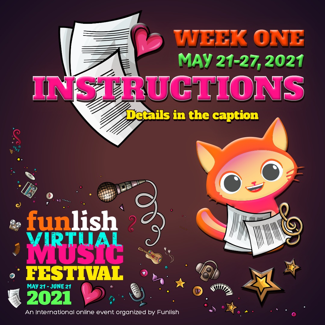 Instructions for Week 1 (Vocal Week) has been published!

Check them out:-

facebook.com/21938240822233…

#funlish #funwithenglish #funlishvirtualmusicfestival #fvmf