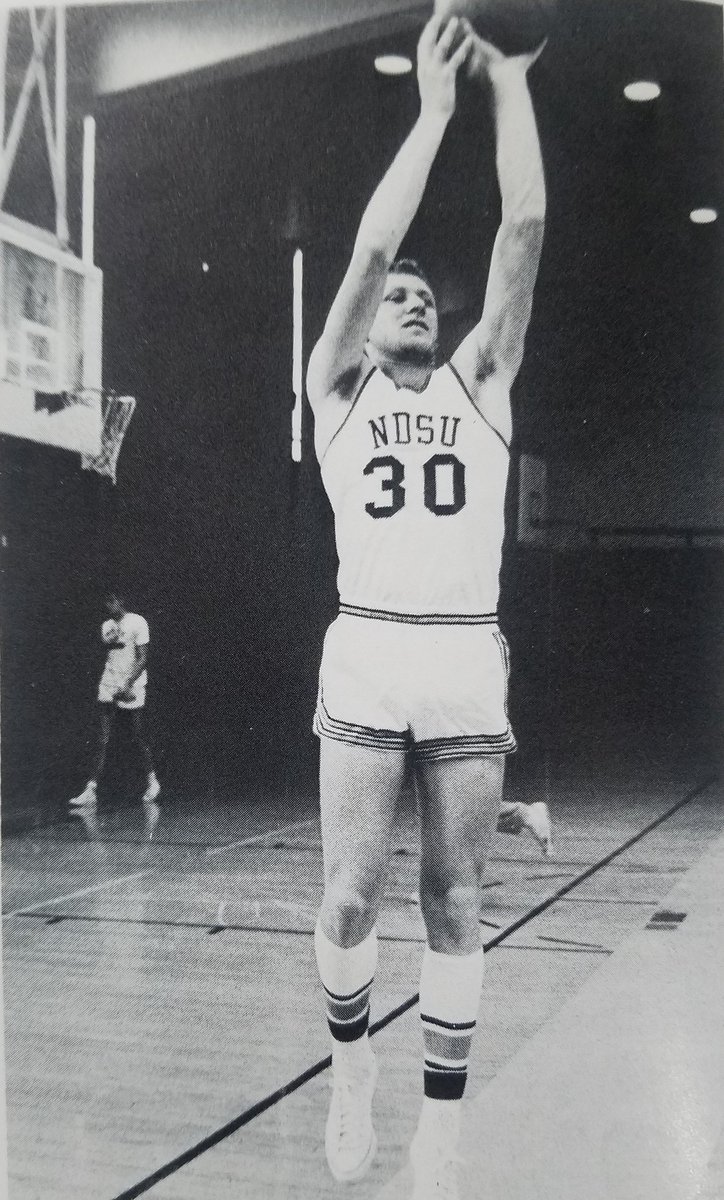 DID YOU KNOW??
Ron Waggoner of New Town (2714 points) and Ron Schlieman of Makoti (2501), who are both Top 5 leading scorers in North Dakota high school basketball history, played together at NDSU in the 1960's. Waggoner #52, Schlieman #30.