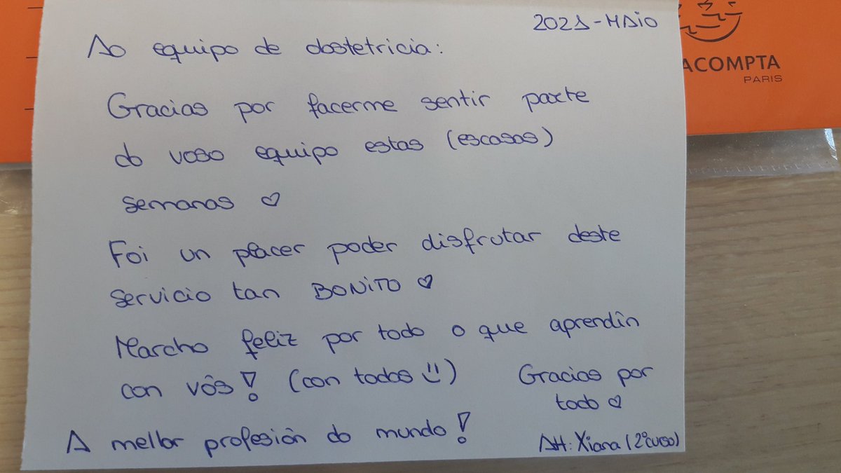Agradecemento dunha alumna de enfermaría de 2 curso. Así da gusto compartir coñecementos e experiencia# a mellor profesión do mundo.