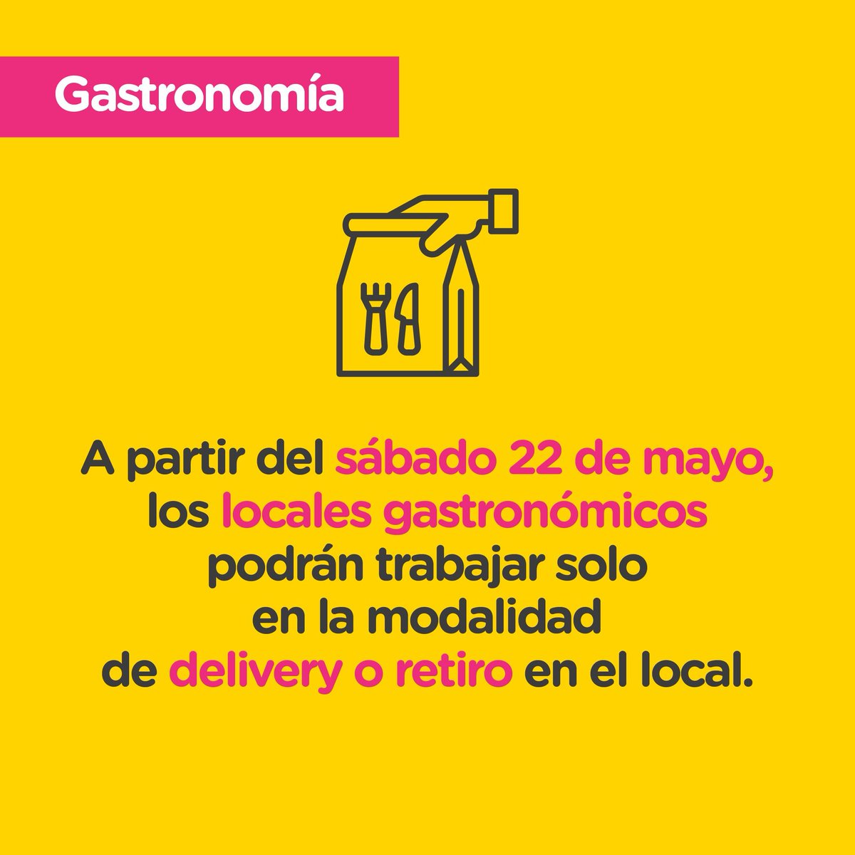 ccchacra's tweet photo. Nuevas Medidas de Prevención contra el COVID 19
Compartimos con nuestra comunidad las nuevas medidas vigentes desde mañana sábado 22 de mayo.

Muy importante recordar:
Para saber sobre síntomas, consejos de prevención y más, manda un mensaje al 11 5050 0147 #CuidarteEsCuidarnos https://t.co/U0MrP2P3Km