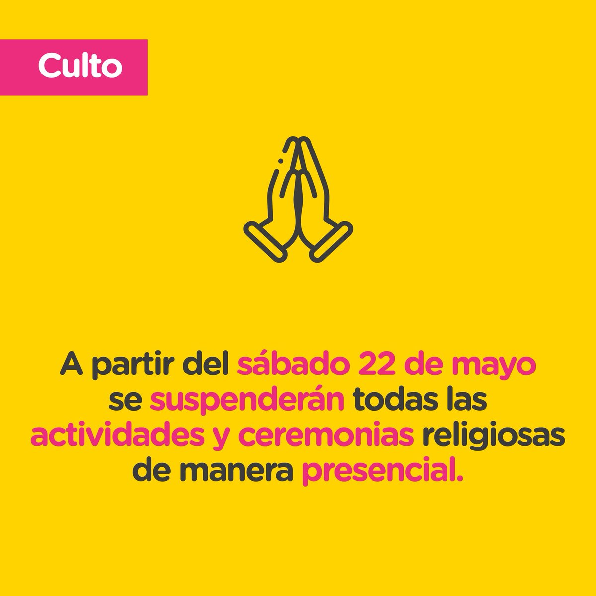ccchacra's tweet photo. Nuevas Medidas de Prevención contra el COVID 19
Compartimos con nuestra comunidad las nuevas medidas vigentes desde mañana sábado 22 de mayo.

Muy importante recordar:
Para saber sobre síntomas, consejos de prevención y más, manda un mensaje al 11 5050 0147 #CuidarteEsCuidarnos https://t.co/U0MrP2P3Km