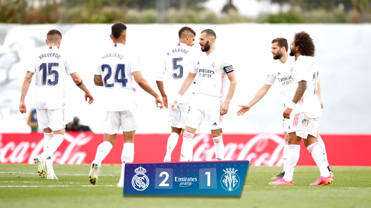 🏁 FP: <a href="/realmadrid/">Real Madrid C.F.</a> 2-1 <a href="/VillarrealCF/">Villarreal CF</a>
⚽ <a href="/Benzema/">Karim Benzema</a> 87', <a href="/lukamodric10/">Luka Modrić</a> 90'+2'; Yeremy 20'
#Emirates | #HalaMadrid