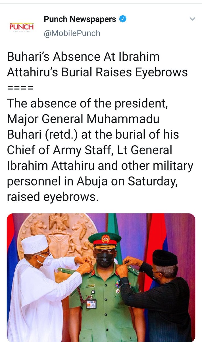 realnickiagums's tweet photo. The absence of the masked up impostor in Aso Rock, @MBuhari version 4, at the burial of his own Chief of Army Staff ATTAHIRU, the mass murderer; is confirmation that indeed, “the Dead cannot bury the Dead”. 

Today, #Nigeria is as naked as Adam &amp; Eve in the Garden of Eden. #Zoo https://t.co/Bw6FHeKNBb