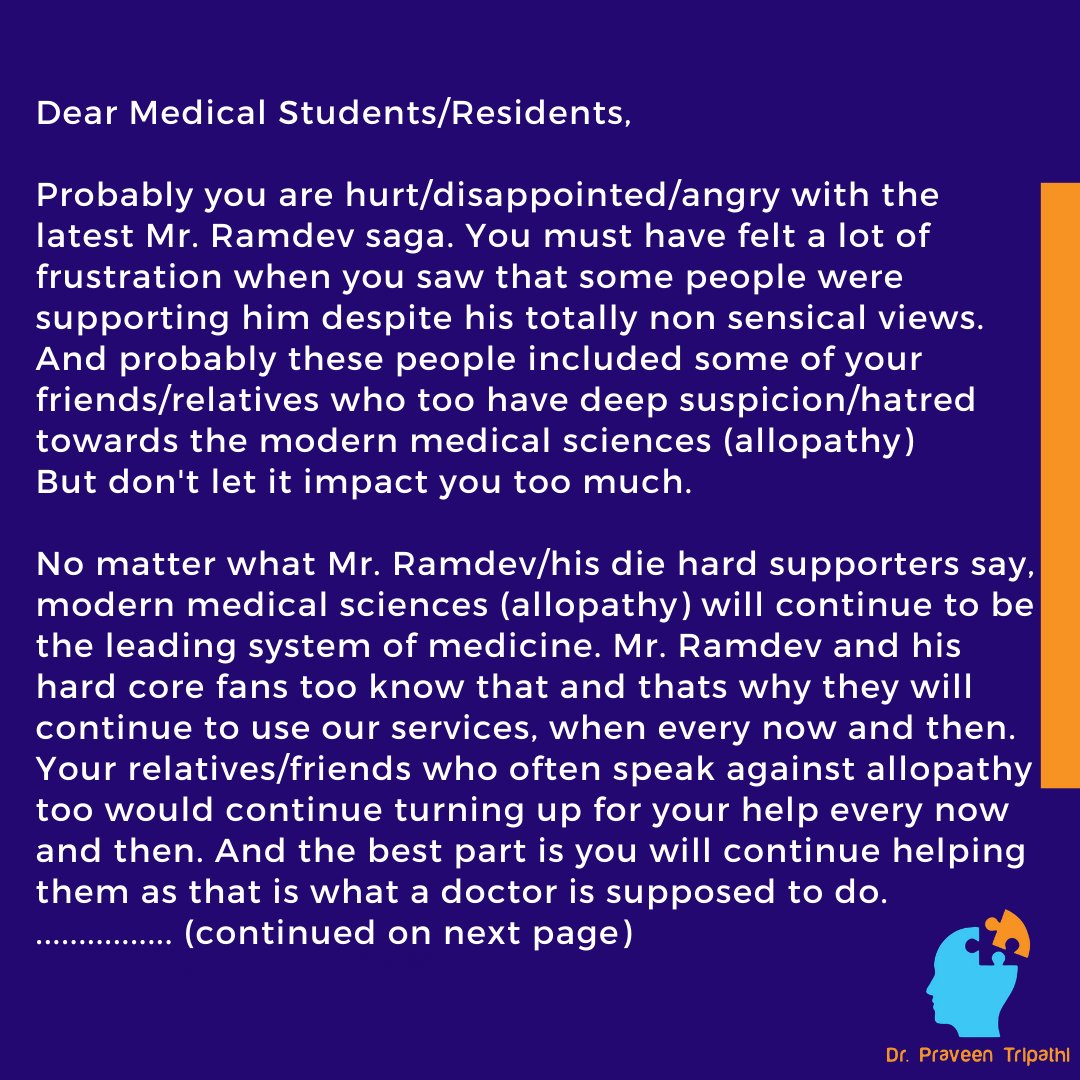 drpraveenpsy's tweet photo. Dear medical students/residents. Never get disheartened. https://t.co/UKtHN7VbJg