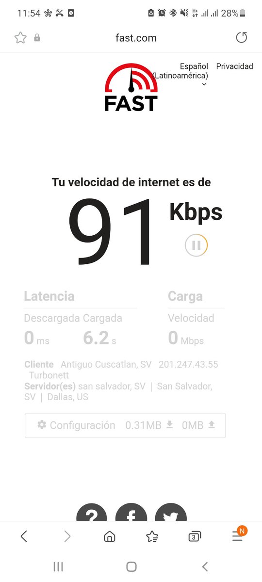AlNorberto's tweet photo. Brutal velocidad de Internet de mi plan postpago @claroelsalvador en el centro de San Miguel. https://t.co/gW7mRt9aMz