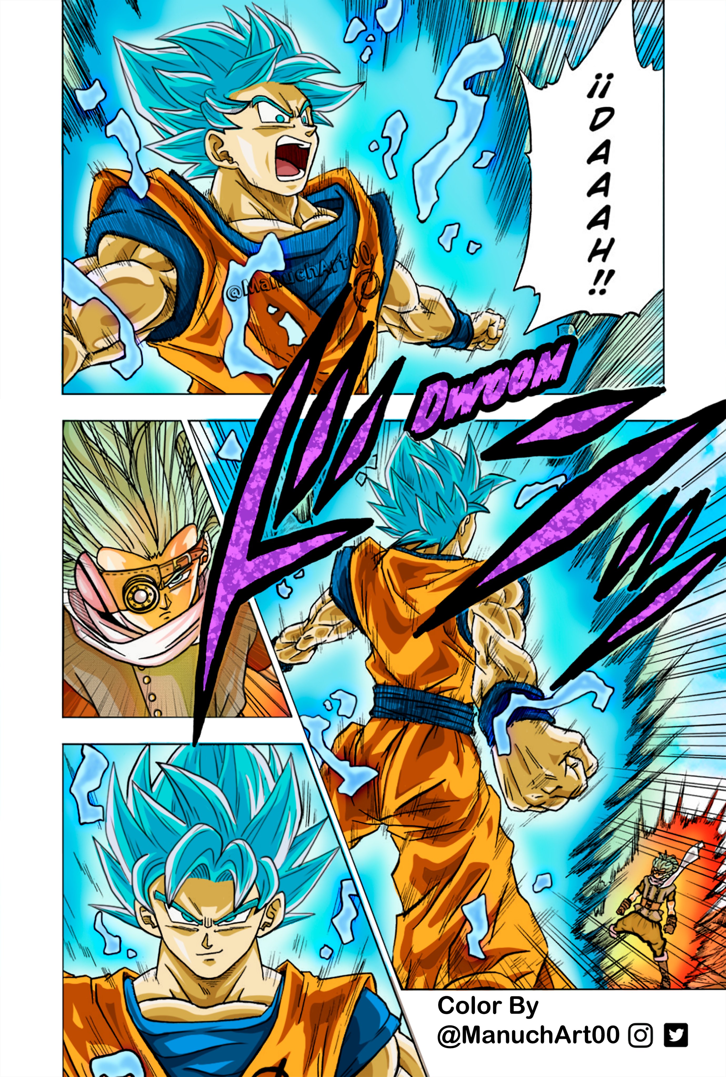 Goku Super saiyajin Blue após absorver - Daiko O Saiyajin