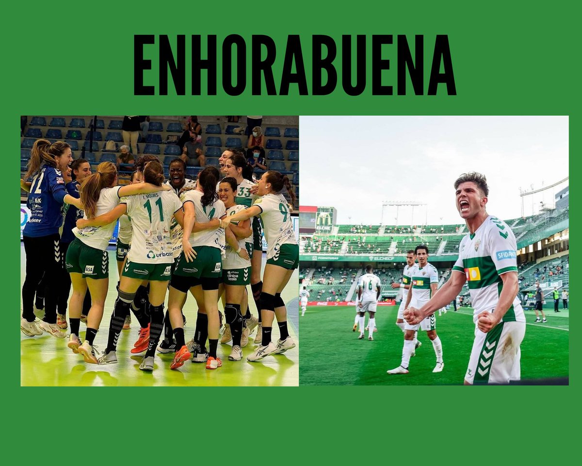 Dar la enhorabuena por partida doble al <a href="/elchecf/">Elche Club de Fútbol</a> por su permanencia en  1 División y al <a href="/cbm_elche/">Atticgo Balonmano Elche</a> por su clasificación para la final de la Copa de la Reina, en especial a nuestra entrenadora <a href="/Nuriaandreu9/">Nuria Andreu Sempere</a>

Felicidades Ilicitanos ‼‼