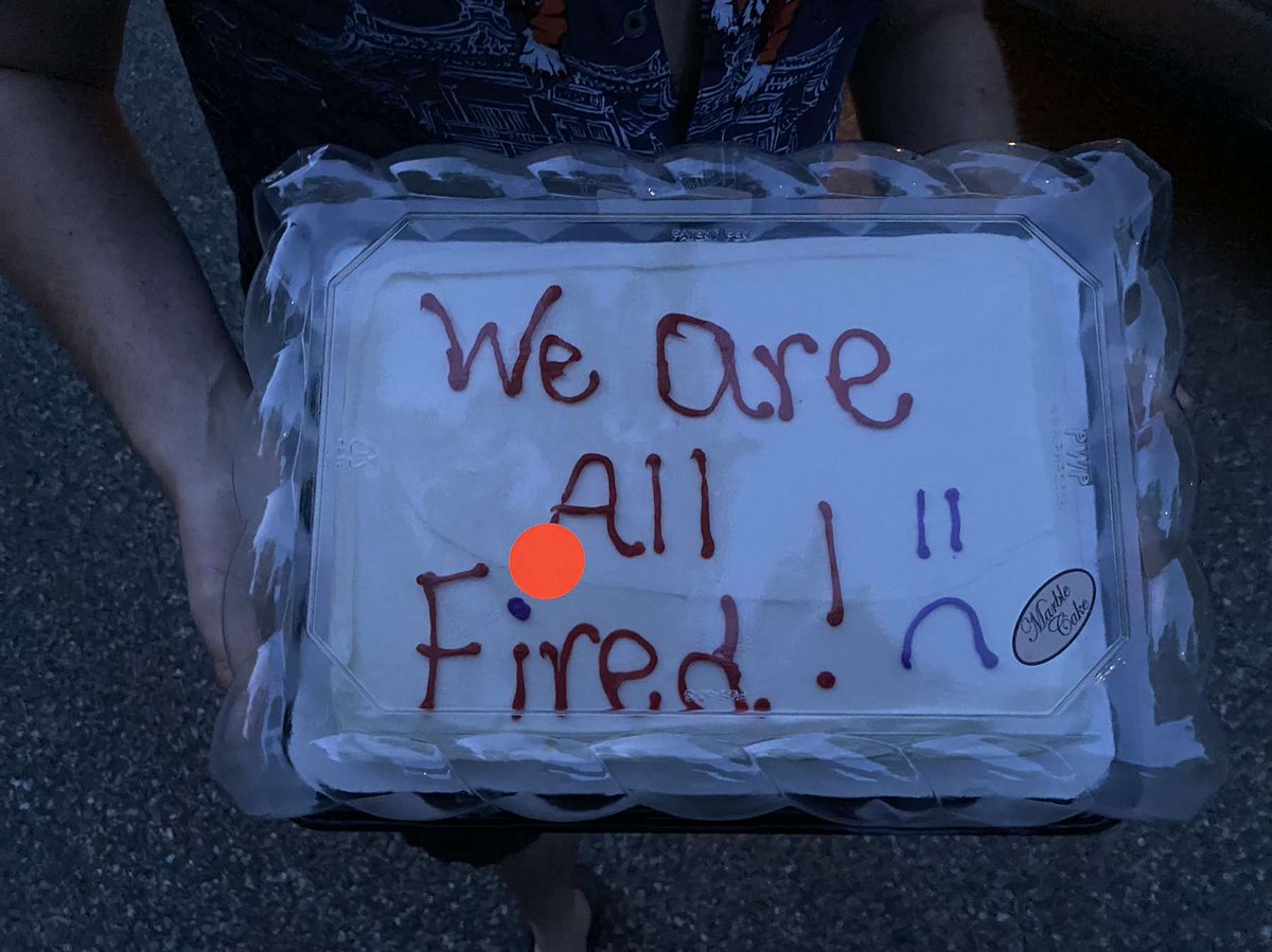 As short notice at the mass firings were we were forunately had enough time to get a commemorative cake for the occasion
@BullMoose 
#boycottbullmoose 
#salemnh