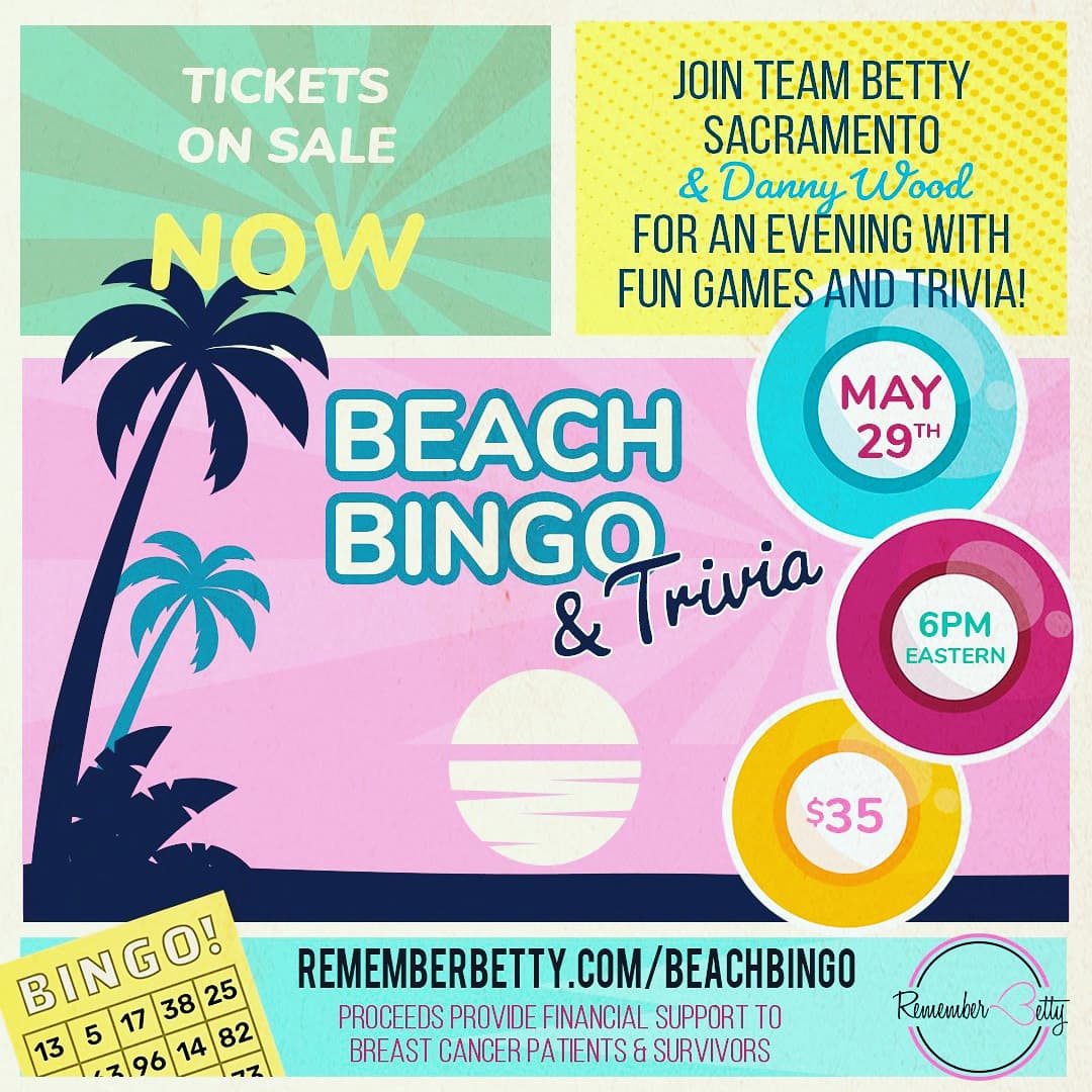 We are getting down to the wire!!! Get your tickets while they are still available 🎉 All proceeds go to #rememberbetty!! Holler in the comments if you’re lucky enough to snag one OR if you’ve already got one.
ROLL CALL!!!!
rememberbetty.com/BeachBingo
<a href="/dannywood/">Danny Wood</a> <a href="/RememberBetty/">Remember Betty</a>