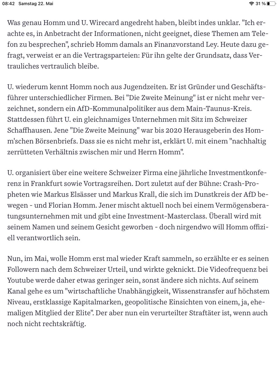 Compliancechec2's tweet photo. @FHomm #FlorianHomm bekommt eine #ZweiteMeinung von der SZ. #Wirecard bezahlte ihn. #Homm der scheinheilige Beter und unheilige #Aktienempfehler? #pennystock-pushing? #pinksheet-pumping? #wirecard sell!? @Willmroth @FBI @SWagenknecht @Markus_Krall @cboersch https://t.co/zE6JU0l6BC