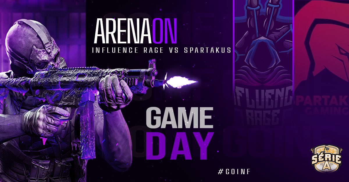 inf_rage's tweet photo. [CODM] ARENA TÁ ON 🔥

Hoje teremos mais uma rodada da @ArenaOnOficial contra #Spartakus e você não pode ficar de fora dessa! 

⏰ 18h00 
📺 Acompanhem em: https://t.co/lpLKgchzRg

Contra tudo e contra todos 💜💜

#Codm #COD  #arenaon #GoINF https://t.co/pi2YlUP8Ho