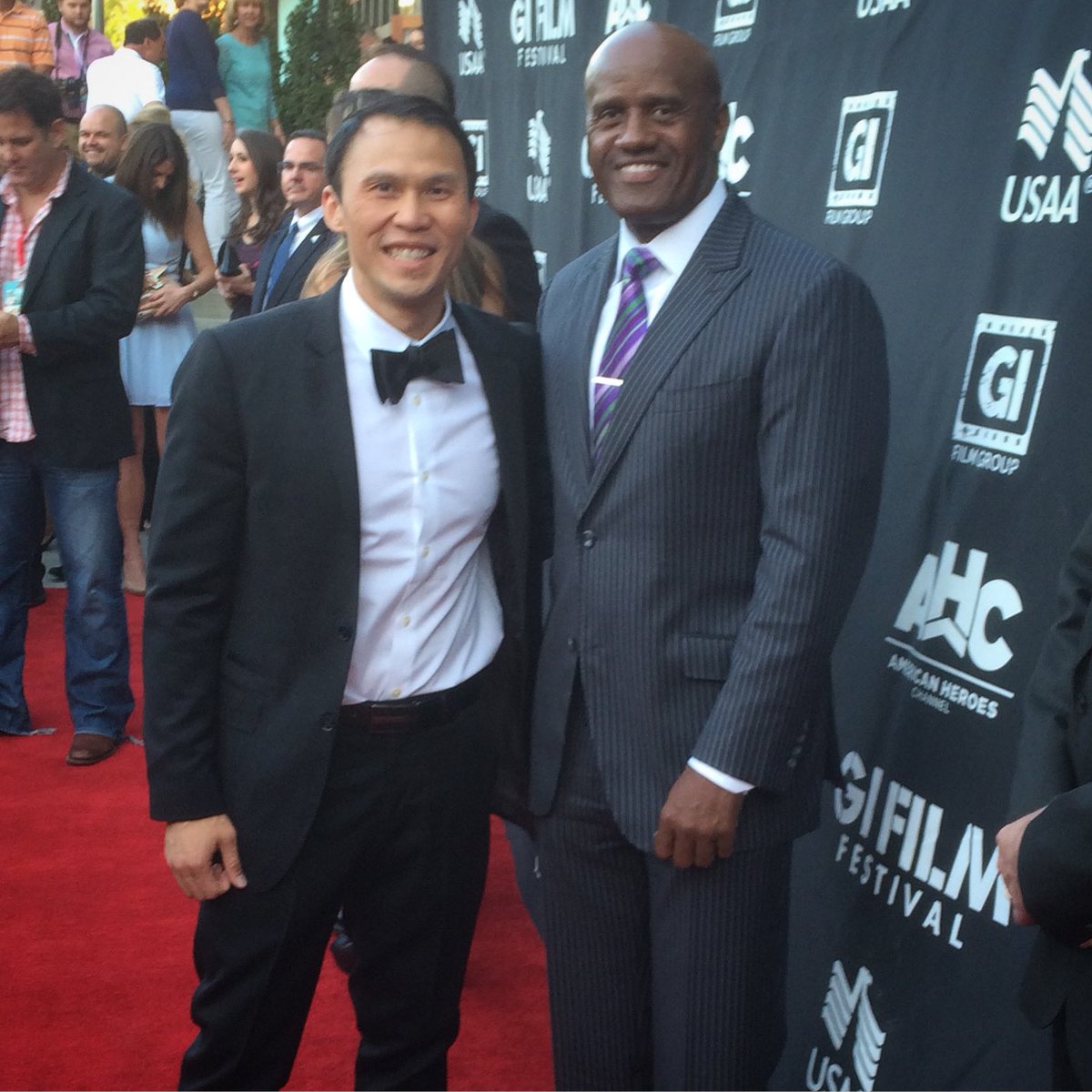 _thomtran's tweet photo. This photo was from the 2015 #GIFilmFestival on the red carpet with fellow @USArmy #veteran, CSM Bart Womack. Tonight I’m hosting the @GIFilmFestSD Awards Ceremony virtually. Check https://t.co/LHrTdxrExJ for details! Will I be wearing this tux? 🤷🏻‍♂️ https://t.co/rdEmMEUUTw