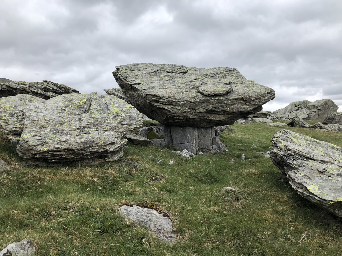 Wonderful early morning #walk from Clapham over Ingleborough - sky felt like it was closing in on top - back via Moughton Scar and Norber Erratics...