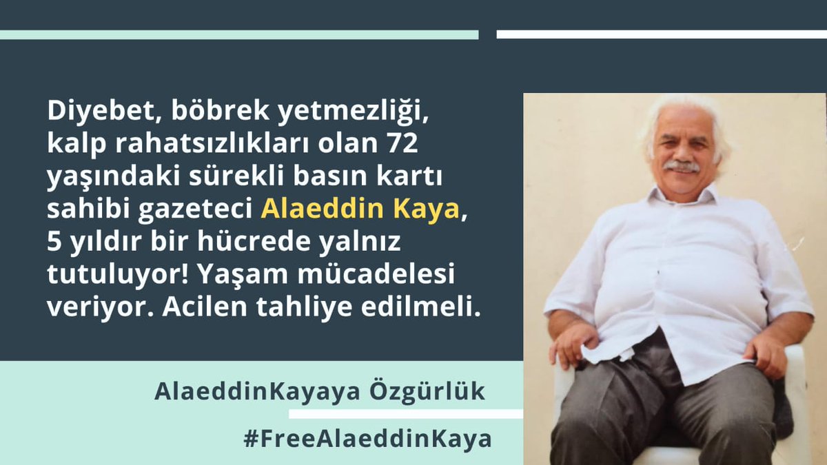 umudumvar76's tweet photo. He is a 72 years old journalist. He had life long sentence. He is really sick.. @KatiPiri
@UN @HRC 
 #FreeAlaeddinKaya
AlaeddinKayaya Özgürlük https://t.co/cjgwJ0XHrF
