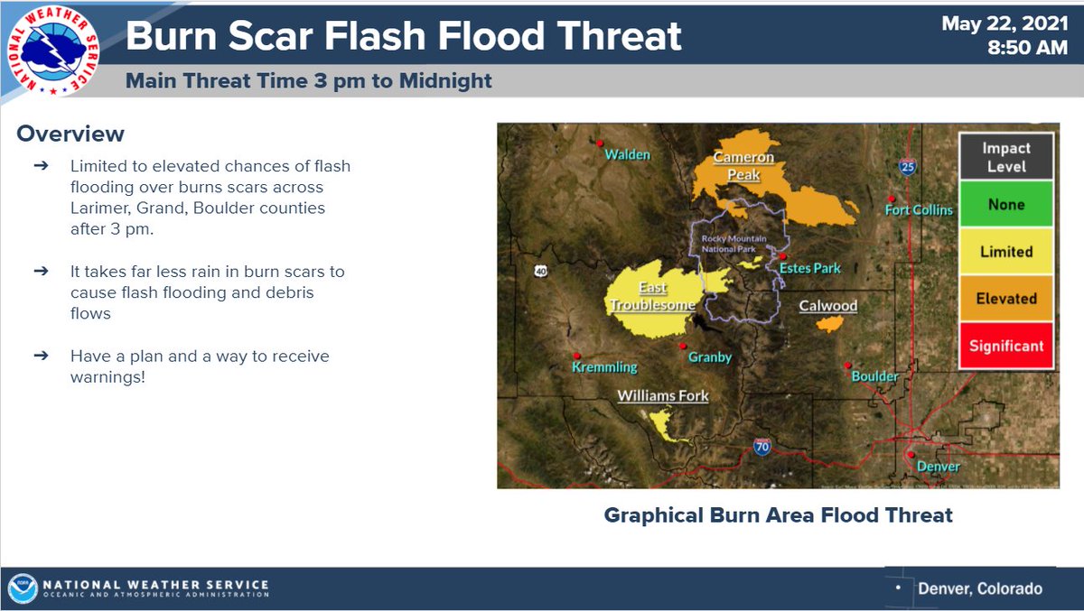 NWSBoulder's tweet photo. Tornado Watch issued until 8 pm. Forecast update with large hail of 2 inches and severe winds of 60 mph or greater is also possible with these storms. Have a way to receive warnings and be prepared to take shelter. HAVE A PLAN! #cowx https://t.co/v4qmbLriAE