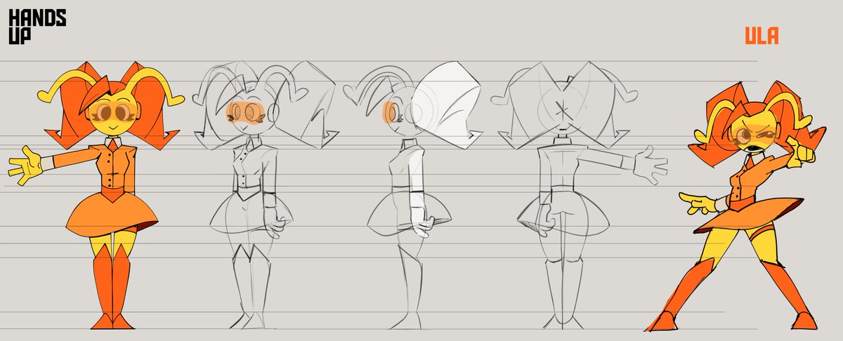 Hey! I made some character design for HANDS UP - Rhythm N' Ambush it was so fun to rework a bit Margo and Ula if you see'em in the short I animated'em too!
🧡💚