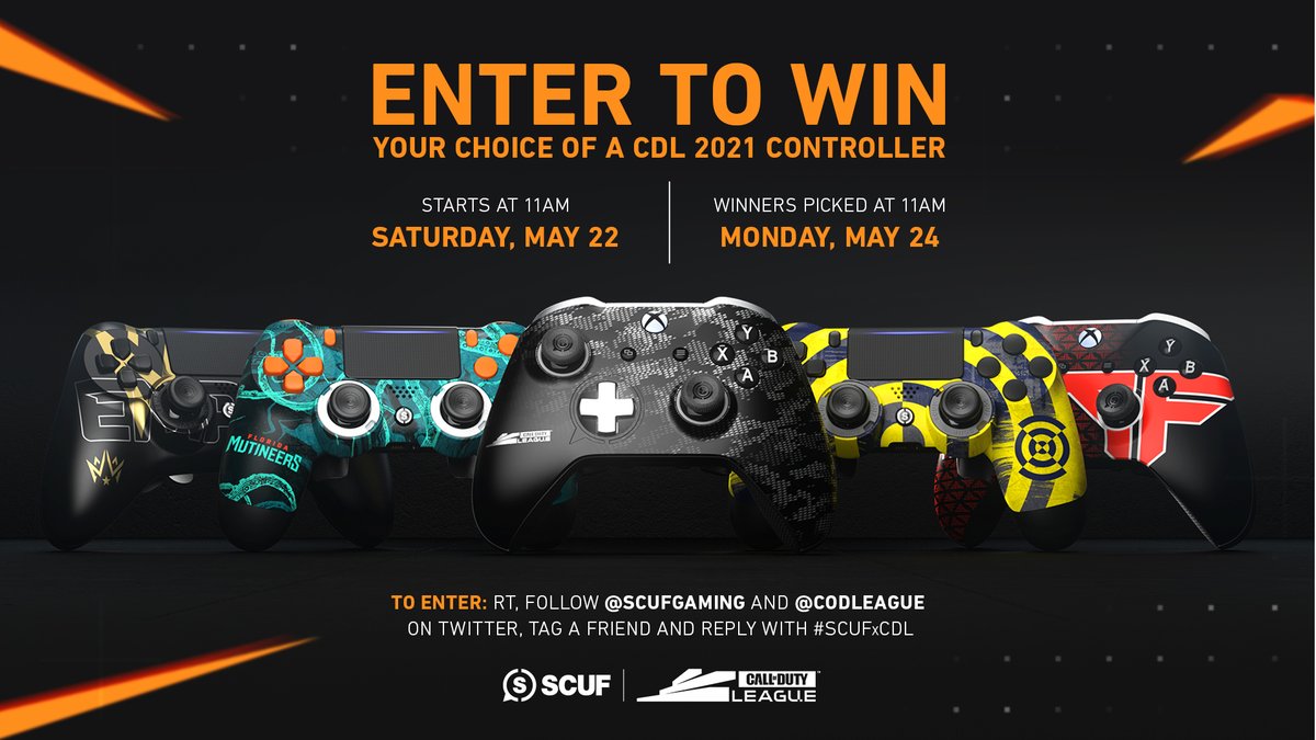 Let's celebrate the @CODLeague All Star Weekend with a Giveaway! 1 winner to get a #CDL2021 controller! To enter: • RT This Tweet • Follow @ScufGaming & @CODLeague • Tag 2 friends with #SCUFxCDL Ends May 24th.