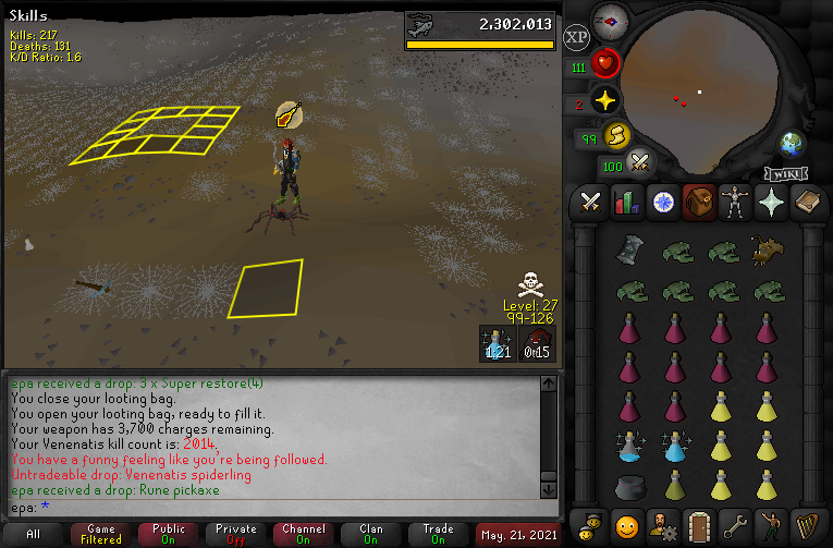 Congrats to Cakeboy on 99 Woodcutting, Mitch on 99 Fishing, and Nick on the pet! Great day for a Tempest barrows event as well!