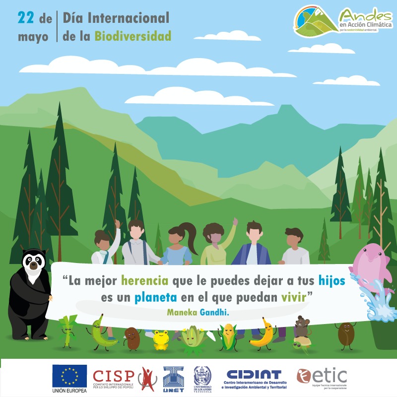 AClimatica's tweet image. Desde el proyecto Andes en Acción Climática te invitamos a celebrar el Día Internacional  de la Biodiversidad, contribuyendo a preservar los hábitat naturales de todas las especies, especialmente las que se encuentran en peligro de extinción.
#PorLaSostenibilidadAmbiental