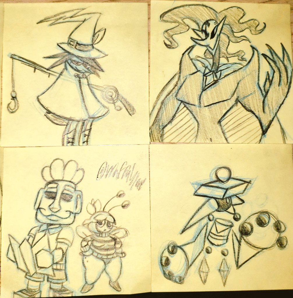 Its the weekend which means a break from doing commissions until Monday

In the meantime, have a ton of pencil doodles of a bunch of my characters I drew this afternoon. All on stickynotes👁

Enjoy💙 