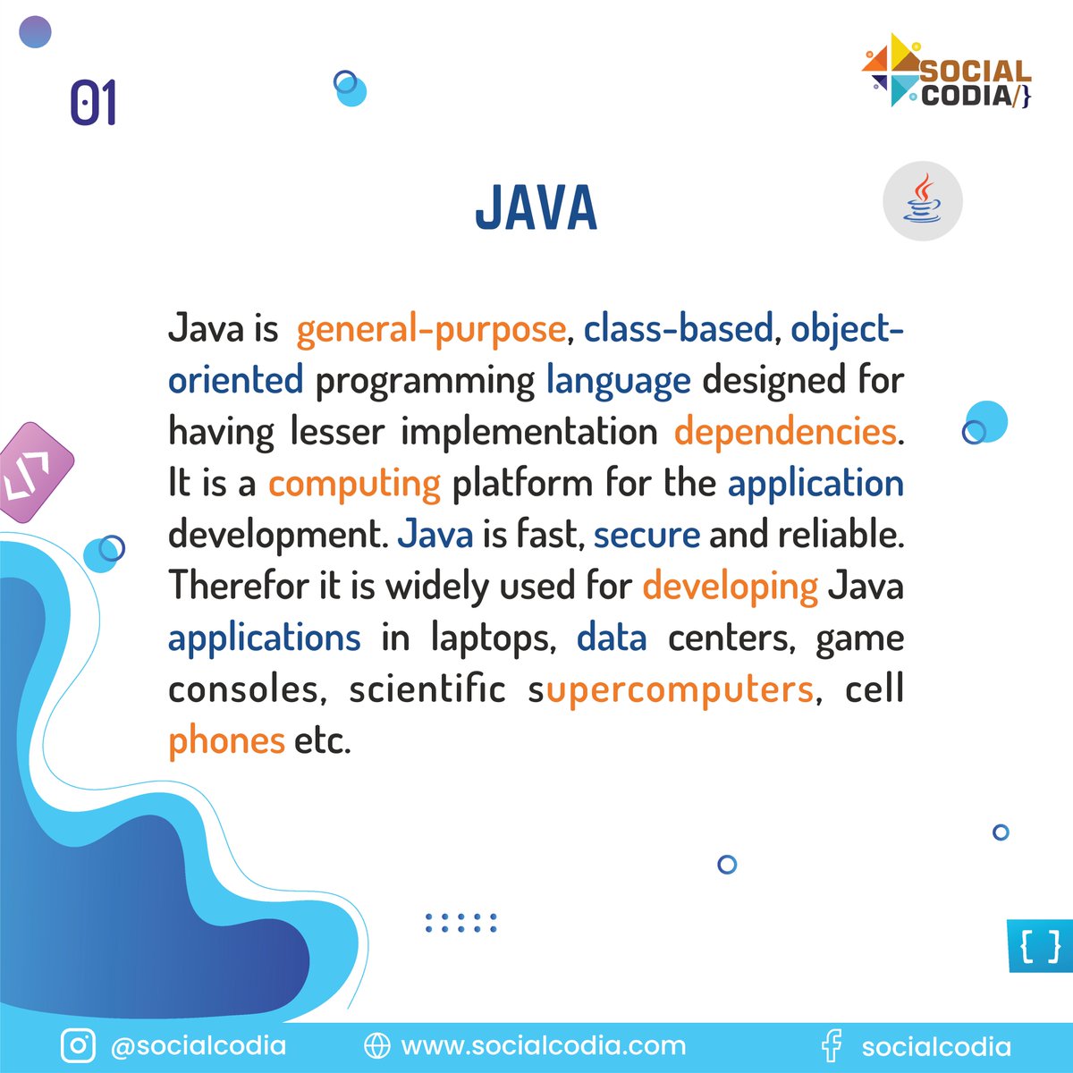 SocialCodia's tweet photo. What is java? #SocialCodia.
Don't forgot to Retweet.
#server #https #coding #whataisjavaa #programmer #programming #java #programminglanguage #codinglife #developers #webdeveloper #softwaredeveloper #webdevelopment #informationtechnology #hacker #datascience #computerscience https://t.co/ecqOvXFpuD