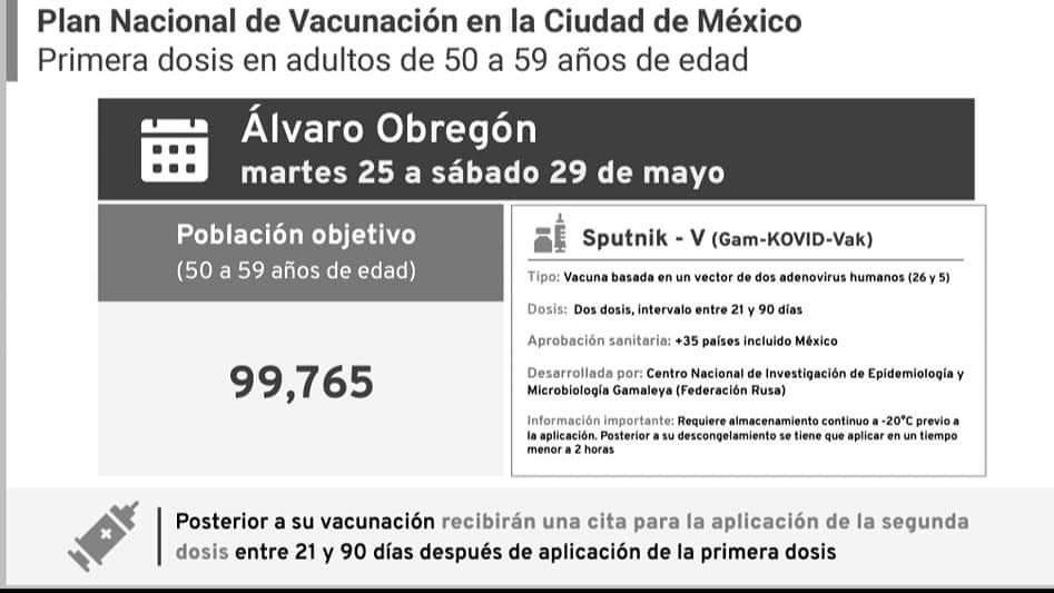 GobiernoAO's tweet photo. Plan de Vacunación en la Ciudad de México #VacunaCOVID19  #ÁlvaroObregón 
✔Adultos de 50 a 59 años
✔ Mujeres embarazadas
✔Sedes: @ExpoSantaFeMx @UPCDMX_SSC 

@AlcaldiaAO @AlbertoEsteva @JASRA1 @Claudiashein @SSaludCdMx @SSalud_mx https://t.co/G6kvZTfkO7