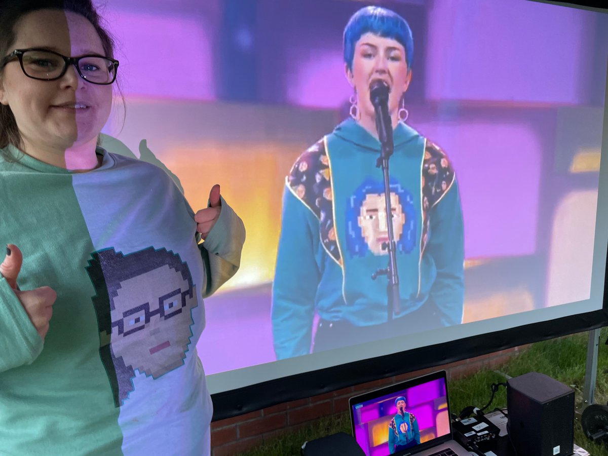 nikkalka's tweet photo. @bbceurovision Katie's birthday party in Congleton, UK. She's even got her own jumper. https://t.co/YXeiWTYz9E