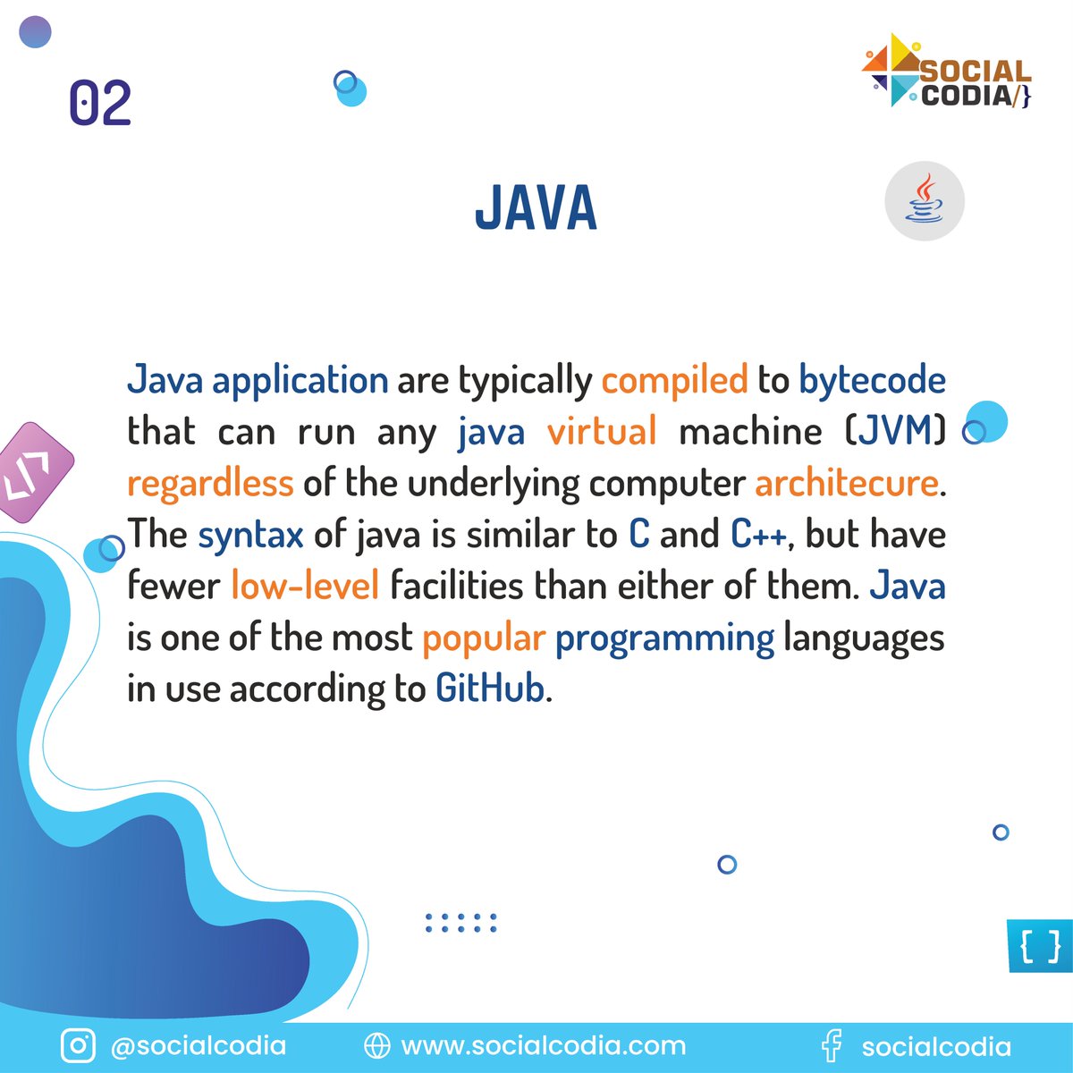 SocialCodia's tweet photo. What is java? #SocialCodia.
Don't forgot to Retweet.
#server #https #coding #whataisjavaa #programmer #programming #java #programminglanguage #codinglife #developers #webdeveloper #softwaredeveloper #webdevelopment #informationtechnology #hacker #datascience #computerscience https://t.co/ecqOvXFpuD