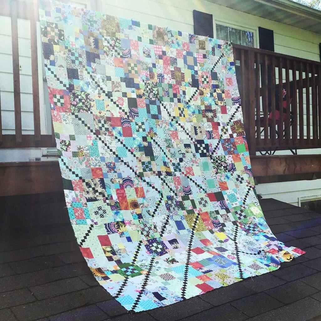 andrea_r's tweet image. I finished this scrap-tastic quilt top for the hubby. It’s so big I’m skipping the borders. 

It’s also heavy and very hot and buggy out. 

#scrappyquilts #scrapquilting #quiltersofinstagram #fredericton #newbrunswick #canadianquilters instagr.am/p/CPL9od8HMKC/