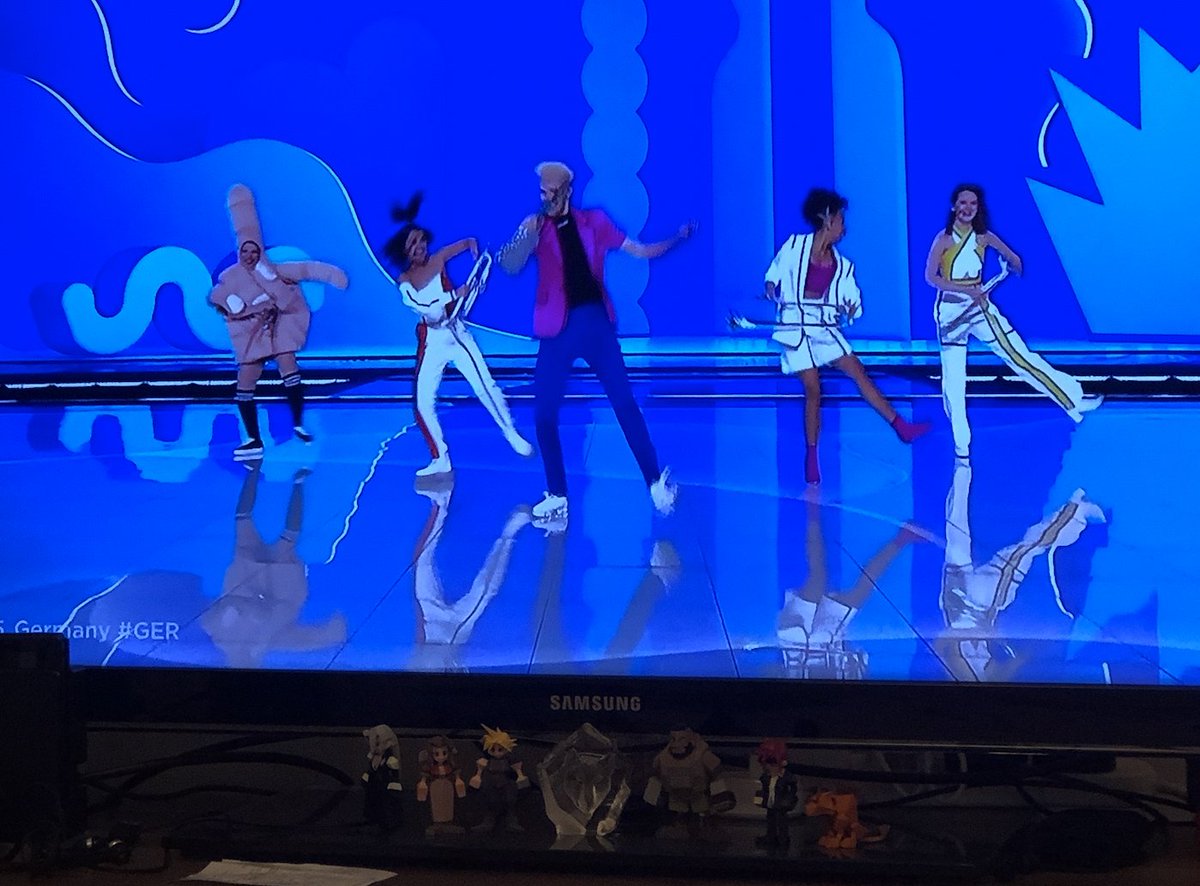 Out0fFocus's tweet photo. I for one am enjoying the song about not feeling hate performed by the dancing middle finger #Eurovision https://t.co/Hj7Rti6XU6