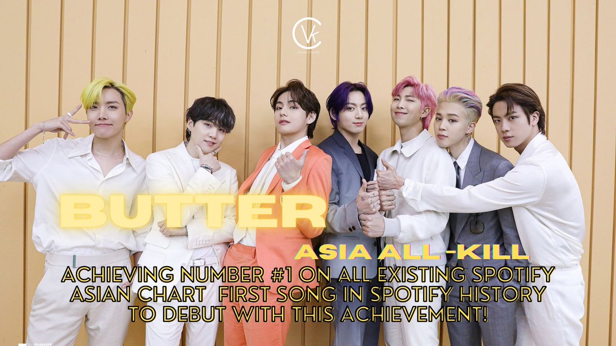 koreasass's tweet photo. .@BTS_twt Butter has now achieved Spotify Asia All-Kill, achieving number #1 on ALL existing spotify Asian charts

It’s the first song in Spotify HISTORY to debut with this achievement! 🔥
#ButterBiggestDebut https://t.co/swLtgktwN3