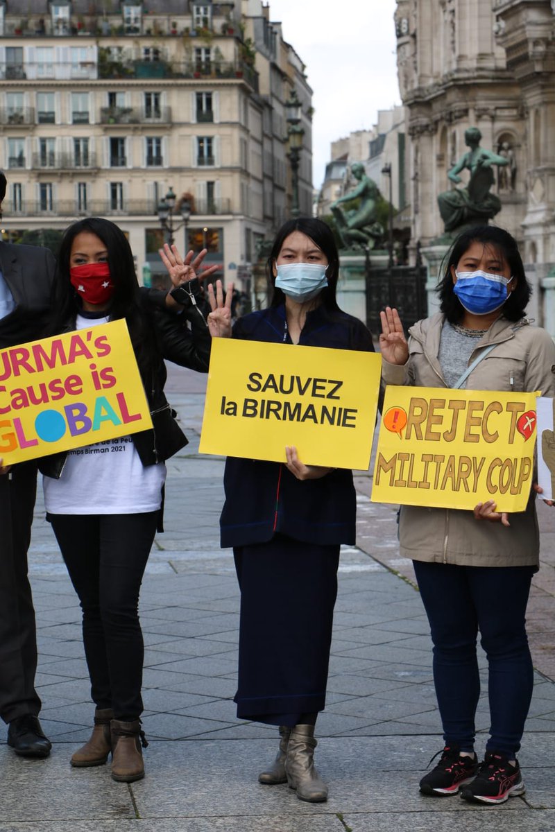 Aujourd'hui, samedi 22 mai, une manifestation a eu lieu sur le parvis de l'hôtel de Ville de Paris.
Reconnaissance du NUG.
Rejet de la junte.
Merci <a href="/AGenetet/">Anne Genetet</a> 
Merci à toutes les personnes présentes pour leur soutien. 
Site Web:
lacommunautebirmanedefrance.org/soutien-de.../