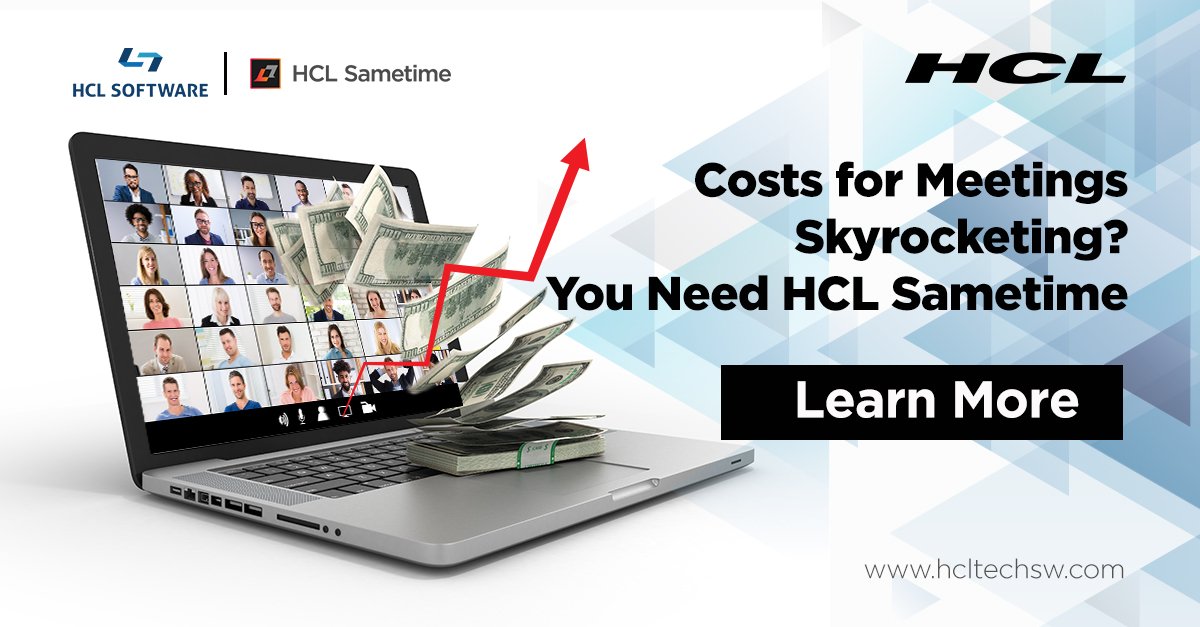 HCLDigital's tweet photo. HCL Sametime offers video meetings at a substantially lower cost than competitor solutions.
Get off runaway pricing to take control of your video conferencing costs.
Learn more: https://t.co/4ZEnsthZih https://t.co/piqHJUzEWd
