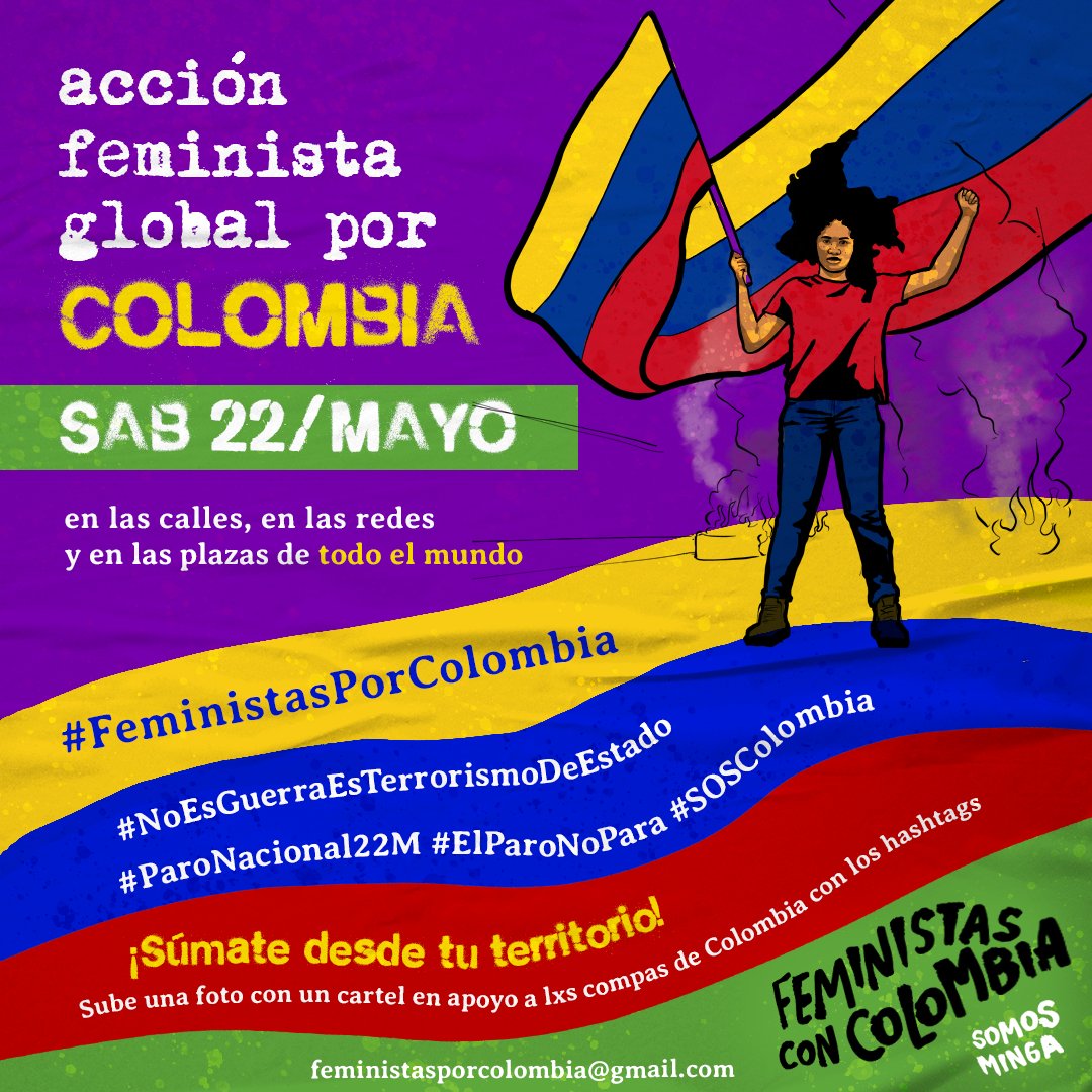 MarchaOrgAr's tweet photo. ¡Feministas del mundo por #Colombia junto al #ParoNacional!

Ante la violencia sexual política y la tortura de nuestros cuerpos, nos reunimos para denunciar el genocidio que se perpetra desde el gobierno de #Duque y tras largos años de Uribismo.

📽️ Vivo: https://t.co/I5iTnetXrZ https://t.co/UqMQiohcyZ
