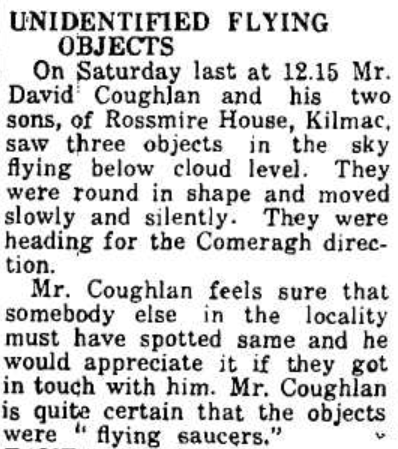 🛸 'Flying Saucers' headed for Comeragh, Co. Waterford, 1967

👽 Please give Mr Coughlan a shout if you seen them too 

#Waterford #Comeragh #Ireland