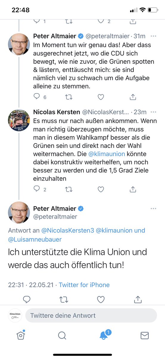 Das Klima ist eben ein Partei-ÜBERGREIFENDES Thema nach außen &amp; Partei-EINENDES Thema nach innen. 

Gemeinsam kann es uns gelingen eine wirksame 1,5 Grad Pfad-Politik in Deutschland zu gestalten. 

Eine Ehre, Sie an Bord zu haben, Herr <a href="/peteraltmaier/">Peter Altmaier</a> !

x.com/peteraltmaier/…