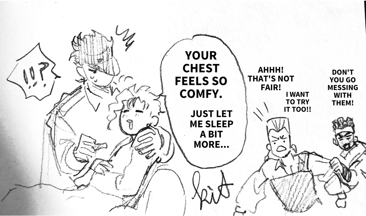 So here are my silly sketches of #jotakak
Kakyoin is poisoned and Jotaro has to save him from Dio(?) in my dream.
Thanks, brain. 🧠 !