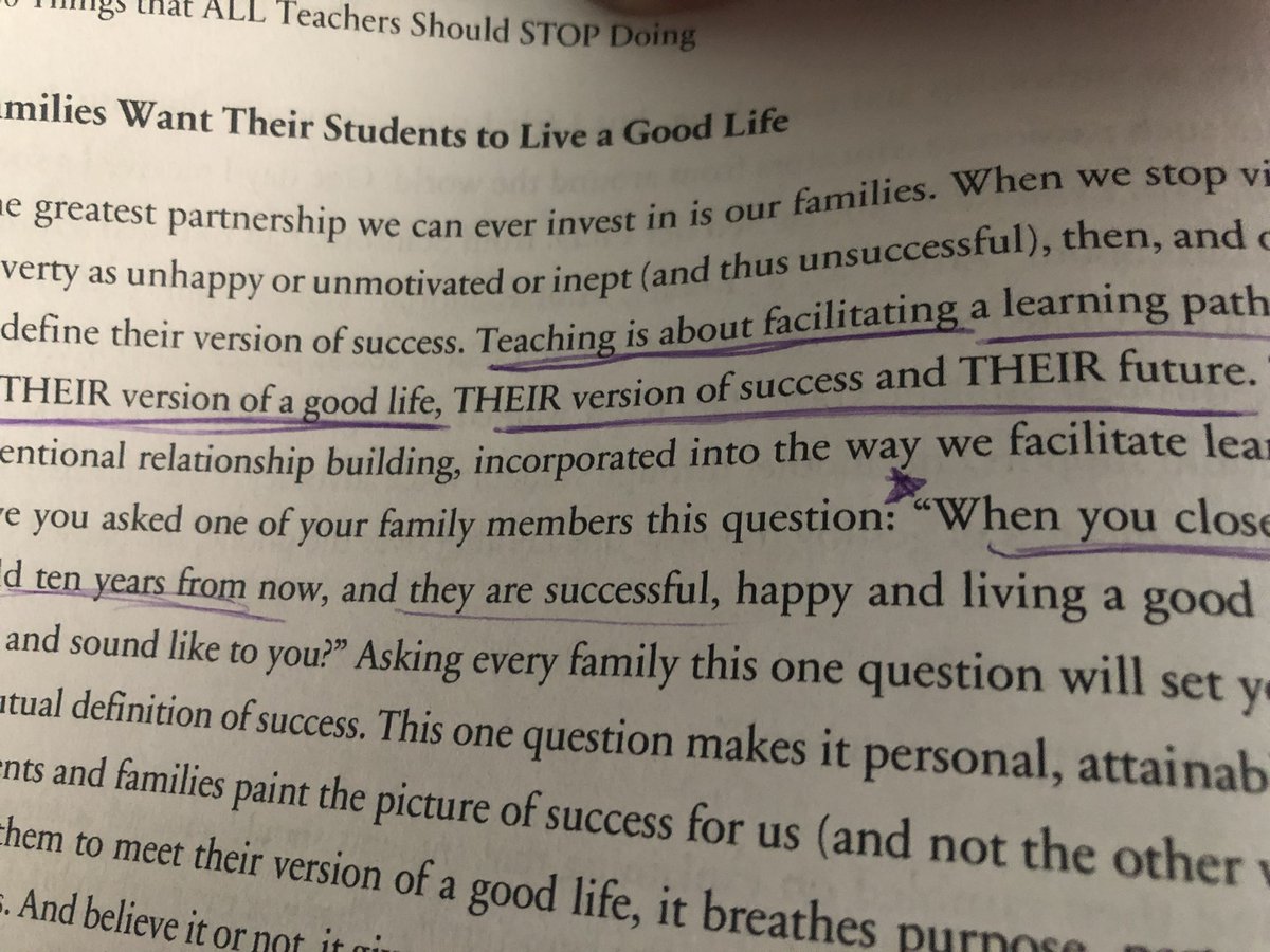 lmcdonell14's tweet photo. Game changer in chapter 6! Rebecca Coda says, “Teaching is about facilitating a learning pathway that leads students to their version of a good life/success and future. Focus- on their dream!” I cannot love this enough! @RickJetter #stopseries #chaseyourimpossible @carbaeli https://t.co/bYUD0y3iA0