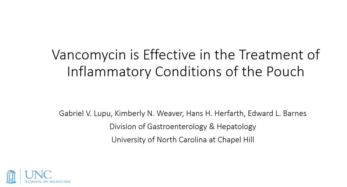 Edward Barnes MD MPH (@edbarnesmd) on Twitter photo #GabeLupu <a href="/UNCDeptMedicine/">UNC Department of Medicine</a> presents our results evaluating #Vancomycin in the treatment of #pouchitis and other inflammatory conditions of the #pouch now in the Uncontrolled Therapeutic Observations in #IBD session. <a href="/uncimchiefs/">UNC IM Chiefs</a> <a href="/UNCGastro/">UNC Gastroenterology</a> @Hherf <a href="/KNWeaverMD/">Kim Weaver MD</a> #GabeLupu <a href="/UNCDeptMedicine/">UNC Department of Medicine</a> presents our results evaluating #Vancomycin in the treatment of #pouchitis and other inflammatory conditions of the #pouch now in the Uncontrolled Therapeutic Observations in #IBD session. <a href="/uncimchiefs/">UNC IM Chiefs</a> <a href="/UNCGastro/">UNC Gastroenterology</a> @Hherf <a href="/KNWeaverMD/">Kim Weaver MD</a>