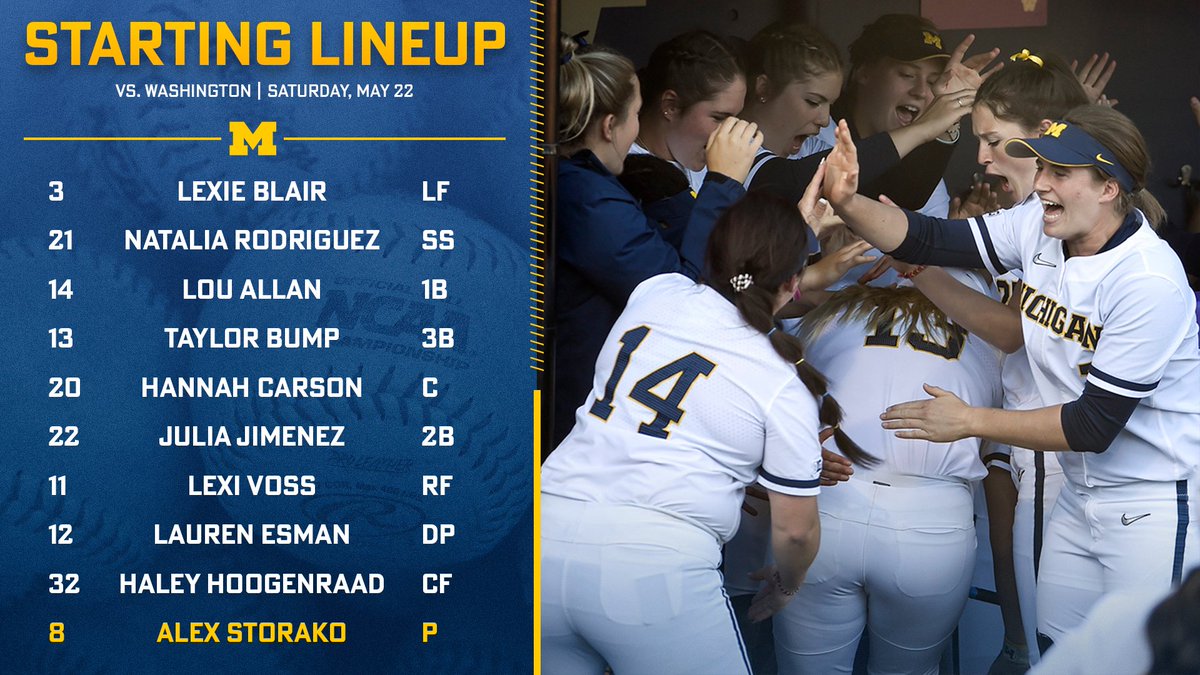 umichsoftball's tweet photo. #GAME44 Starting Lineup.
WATCH » ESPN2
STATS » https://t.co/g7CyLqsKqH https://t.co/JYjWUX0R2r