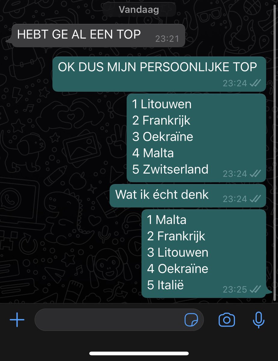 Maar eerlijk: alles behalve Duitsland en ik ben tevreden. #Eurovision
