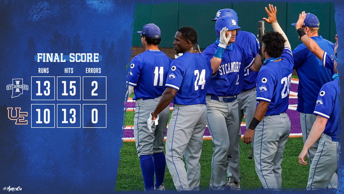 IndStBaseball's tweet photo. Indiana State overcomes an eight-run deficit to split the series with Evansville and secure the No. 2 seed in the @MVCsports Tournament next week in Carbondale. #MarchOn https://t.co/cW7md79j34