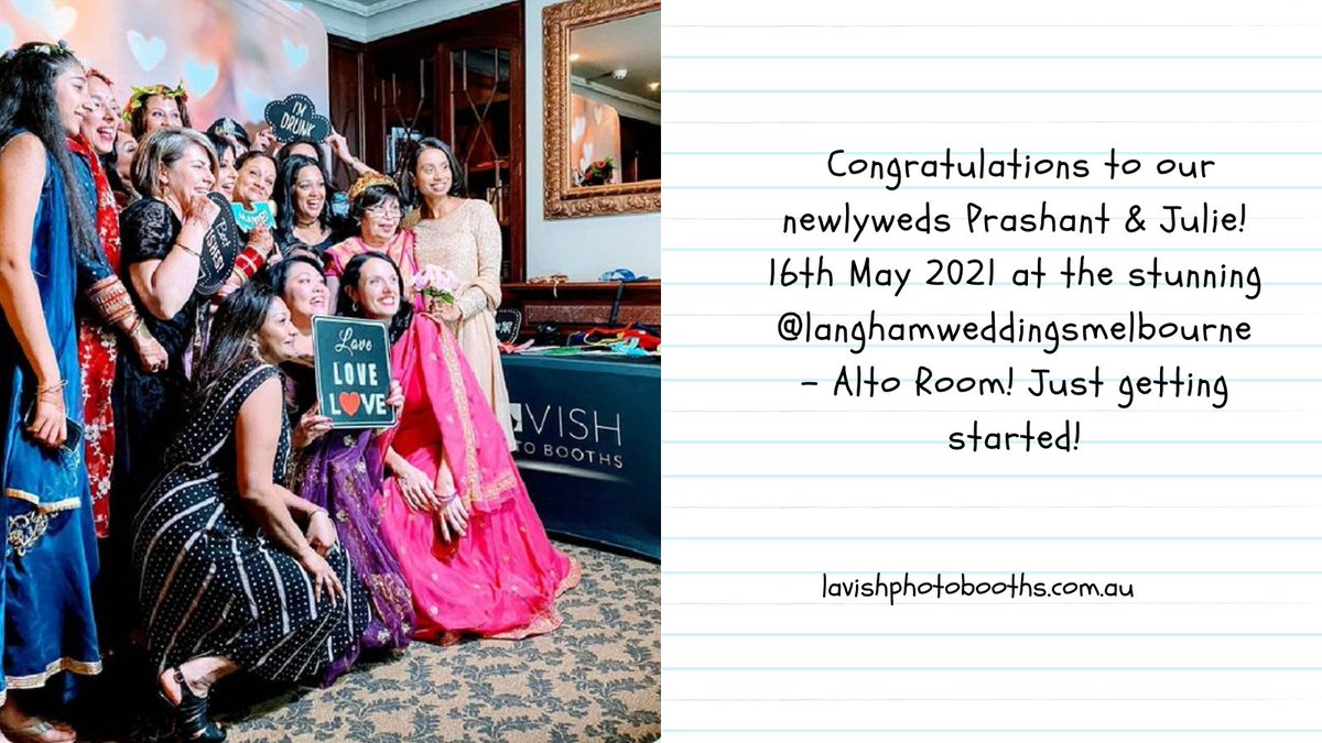 WillVines187's tweet photo. Congratulations to our newlyweds Prashant & Julie! 16th May 2021 at the stunning @langhamweddingsmelbourne – Alto Room! Just getting started!
#LavishPhotoBooths #photobooth #photoboothservice #photoboothhiremelbourne #wedding #love #weddingphotobooths #encore https://t.co/wwiC4B9FlO