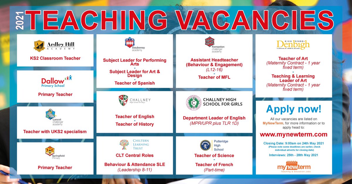 CLT_CNaV's tweet photo. Deadline is Monday for lots of the posts here. Go to @mynewterm NOW &amp; get your application in! @LutonBusiness @lutonjob @MiltonKeynes_MK @BedfordCommunit @unleashing_me @CTGtraining @UoB_teaching @uniofbeds https://t.co/OAGl9mttqb
